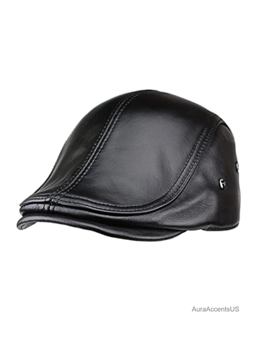 Genuine Cowhide Leather Newsboy Ivy Cap Adjustable Flat Hat for Driving Hunting